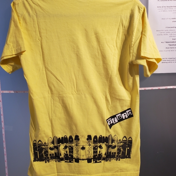 Unisex (Mens Small), Short Tee Shirt, Mountain, Boarding, Yellow with Black - Picture 3 of 10